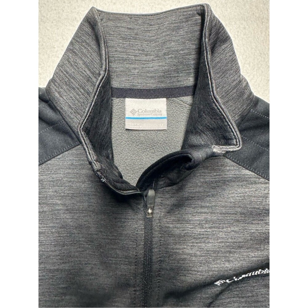 Columbia Women’s Medium 1/4 Zip Fleece Pullover Gray Black Thumbholes - Picture 4 of 6